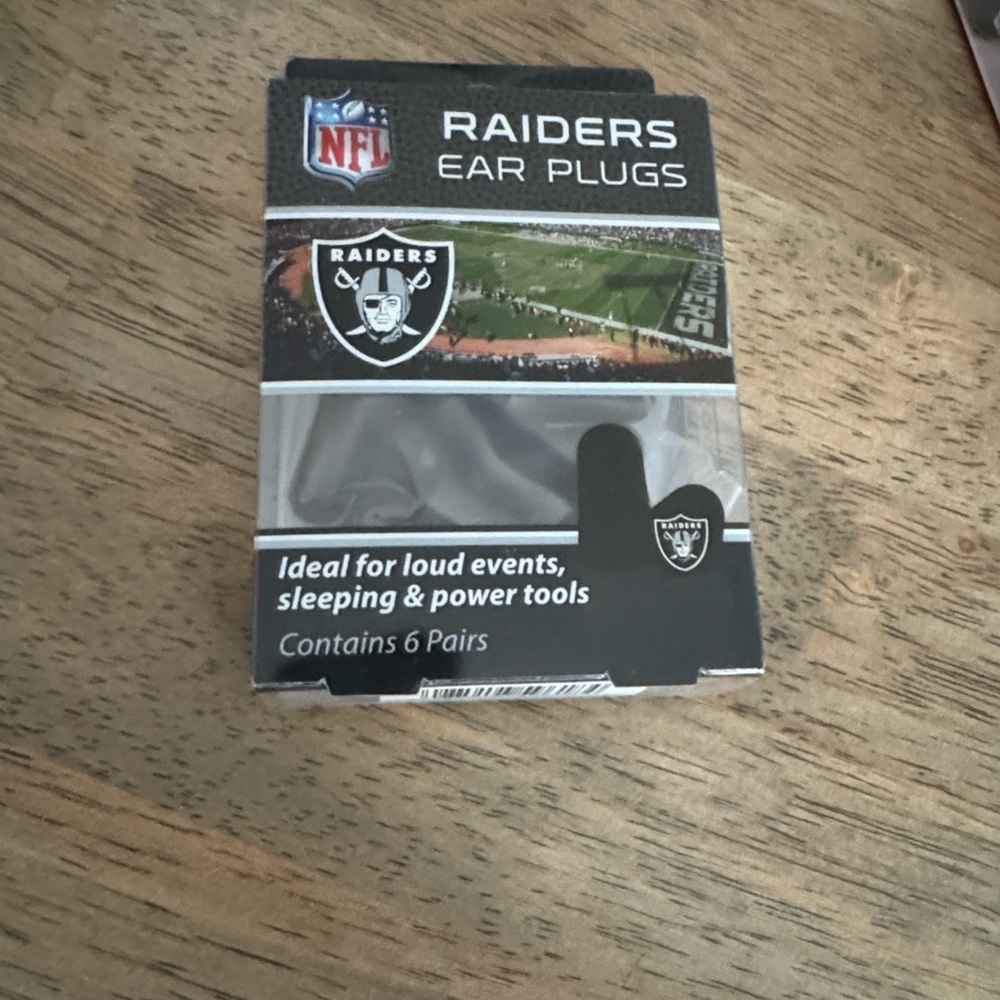 New NFL Black Ear Protection Plugs Las Vegas Raiders, six pairs 32 decibel